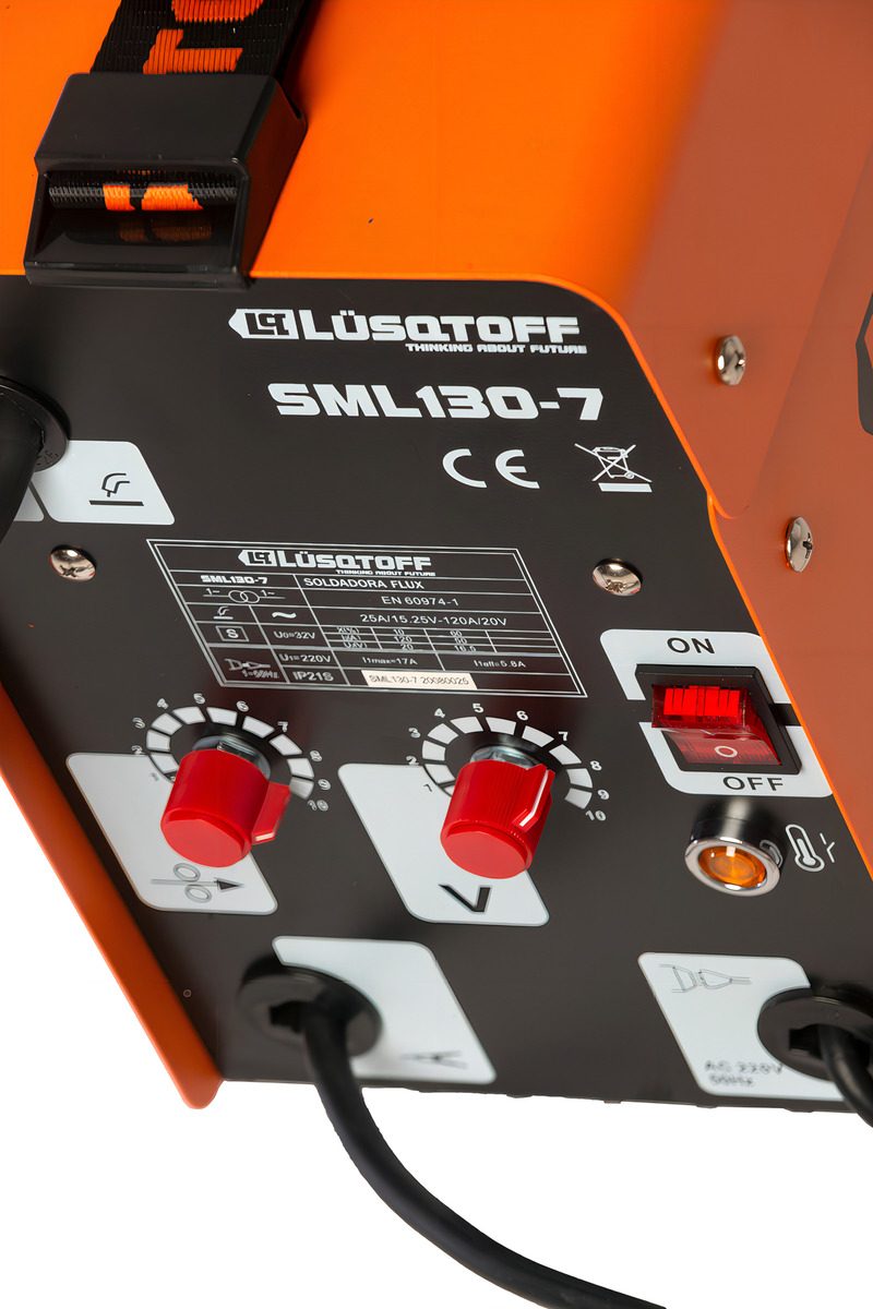Soldadora Lüsqtoff Mig Flux Sml130-7 Con Rollo De Alambre Flux Naranja Negro 50 Hz - 1