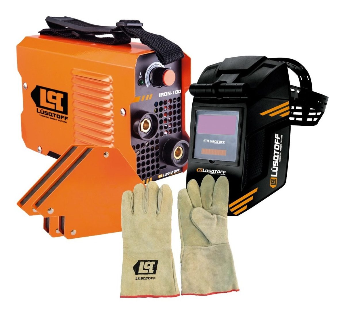 Kit Soldadora Iron 100 + Mascara + 2 Escuadras + Guantes Naranja