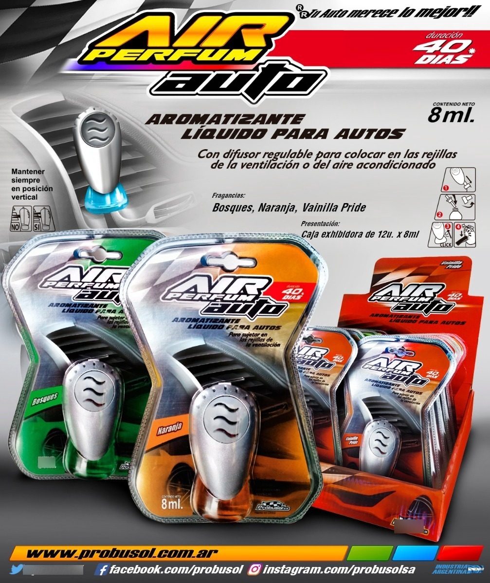 Aromatizador Liquido Para Autos Air Perfum X Unidad 8ml - 1