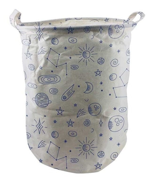 Cesto Redondo Plegable De Tela 36×48cm Varios Decorados Blanco - 1