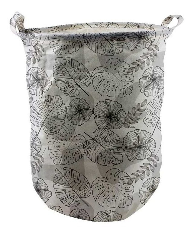 Cesto Redondo Plegable De Tela 36×48cm Varios Decorados Blanco - 3