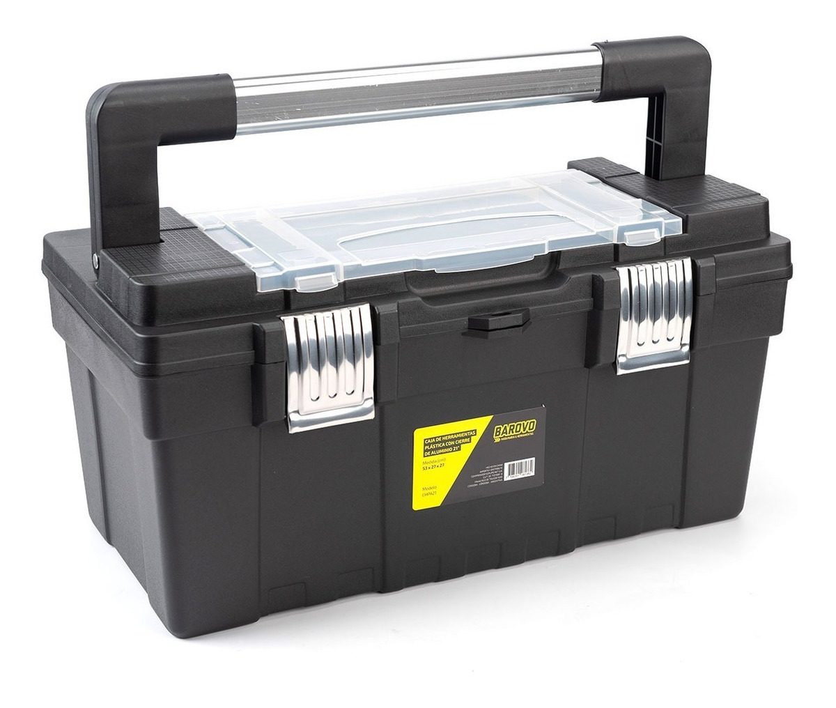 Caja De Herramientas Plastica 21  Con Cierre Aluminio  Negro/gris - 1