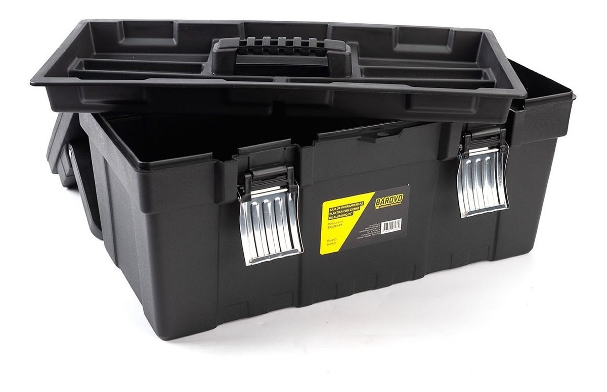 Caja De Herramientas Plastica 21  Con Cierre Aluminio  Negro/gris - 2