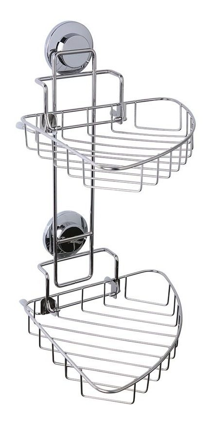 Estante Doble Esquinero De  Baño C/ventosas 21,2×25,2×37,3cm