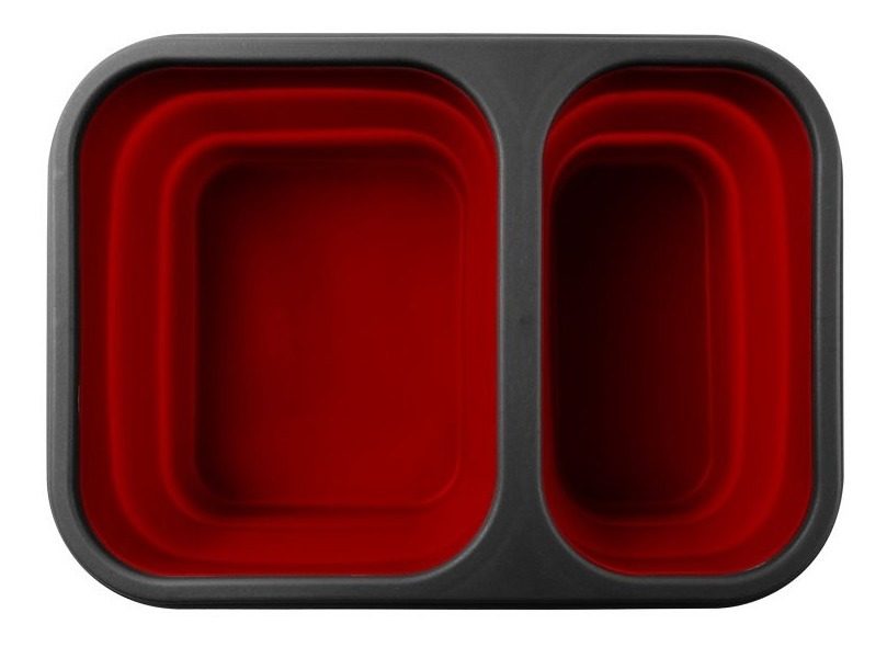 Lunchera Con Division Plegable De Silicona 21,5×14,5×7,5cm Rojo - 1