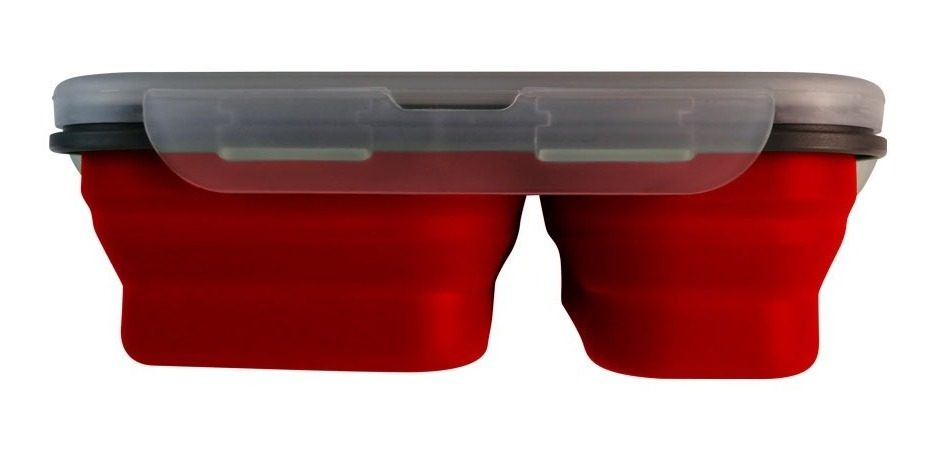 Lunchera Con Division Plegable De Silicona 21,5×14,5×7,5cm Rojo - 2