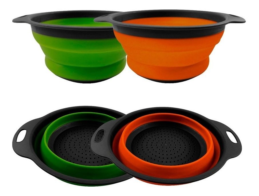 Colador Silicona 29cm Con Asas 29×24×9,3cm Verde O Naranja