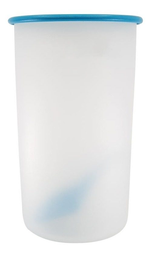 Tarro Cilíndrico Plastico 1,75 Lts Con Tapa Turquesa 13×21cm Trasparente