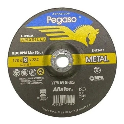 Disco De Desbaste Para Metal Pegaso 178x6mm X Unidad Oferta