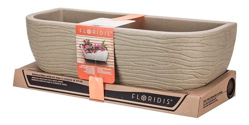 Maceta De Pared Floridis Florencia 46×17cm Beige  Beige Simil Piedra - 2
