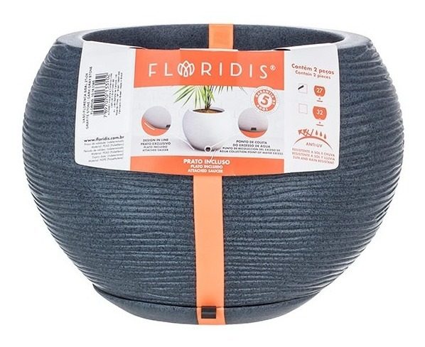 Maceta Floridis Florencia 27×24cm Gris Grafito - 1