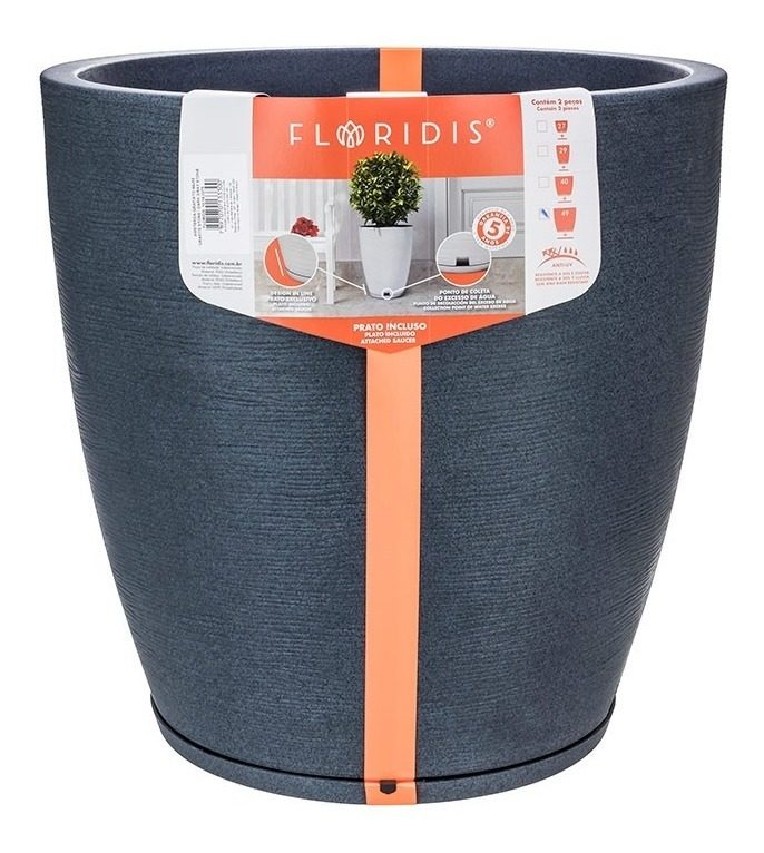 Maceta Floridis Amsterdam 49×55cm Gris Grafito - 1