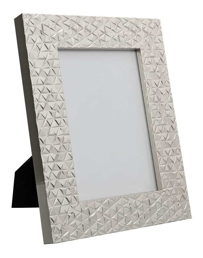Marco Portaretrato Para Foto De 15×21cm Geometrico Plata Plateado