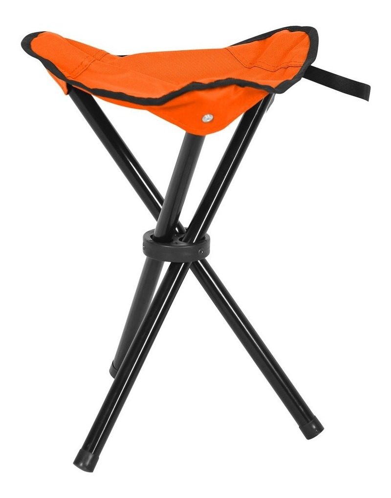 Banco Camping Plegable 30×30×40cm 60kg Max Incluye Bolso Naranja