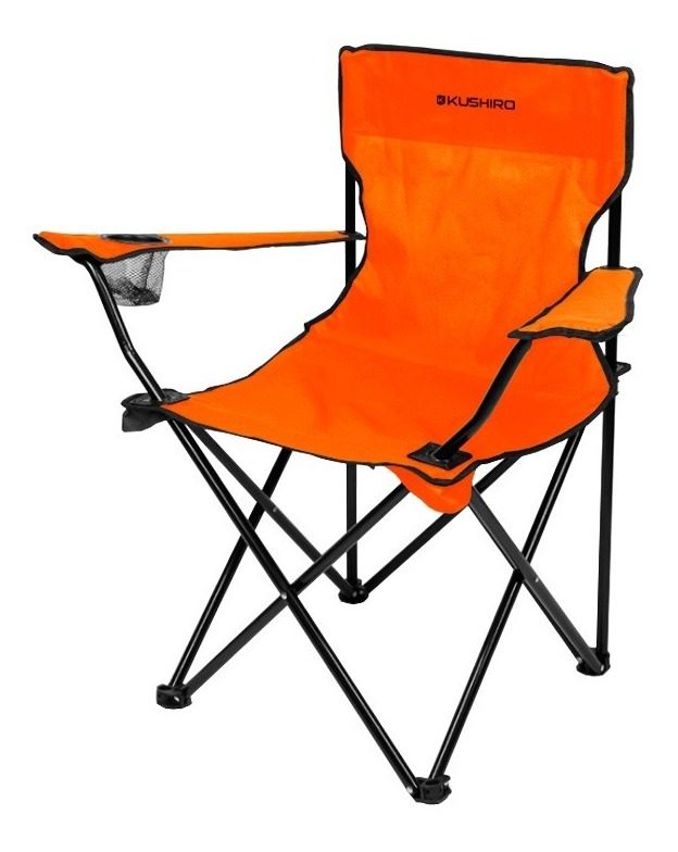 Silla De Camping Plegable Naranja 50×50×80cm 120kg Max Acero Naranja