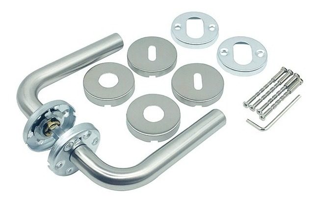 Juego De Picaporte De Acero Inoxidable Curvo Satinado - 1