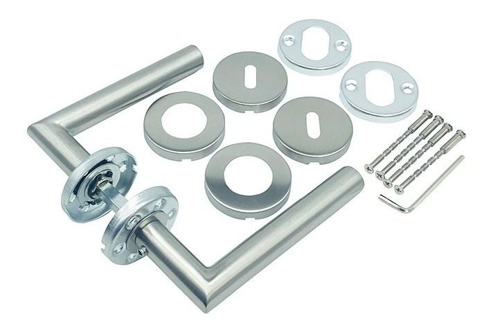 Juego De Picaporte De Acero Inoxidable Recto Satinado - 1