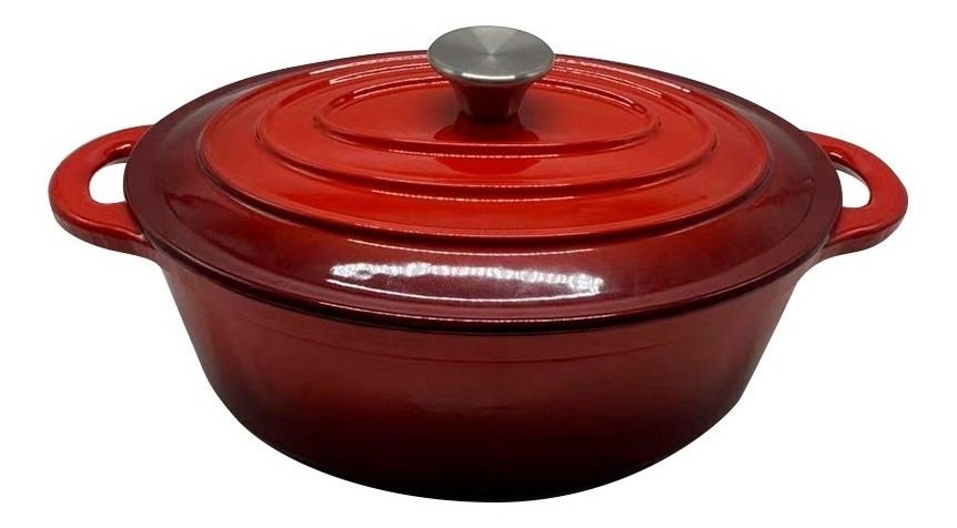 Olla Oval Hierro Esmaltado Rojo 30×22,9×11cm 4,5lt Capacidad Rojo Degradado