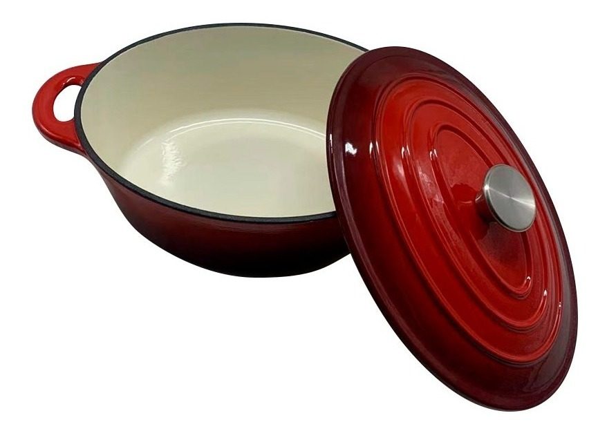 Olla Oval Hierro Esmaltado Rojo 30×22,9×11cm 4,5lt Capacidad Rojo Degradado - 1
