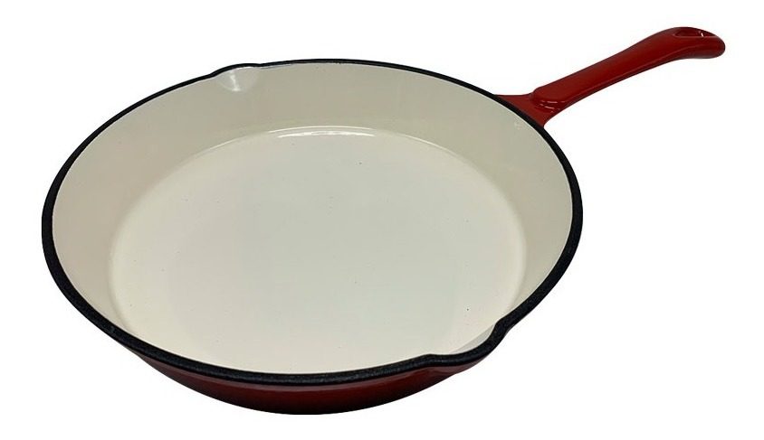 Sarten De Hierro Esmaltado Rojo 25cm Espesor 4,5mm Rojo Degradado