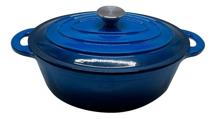 Olla Oval De Hierro Esmaltado Azul 30cm 4,5lts Capacidad - Azul