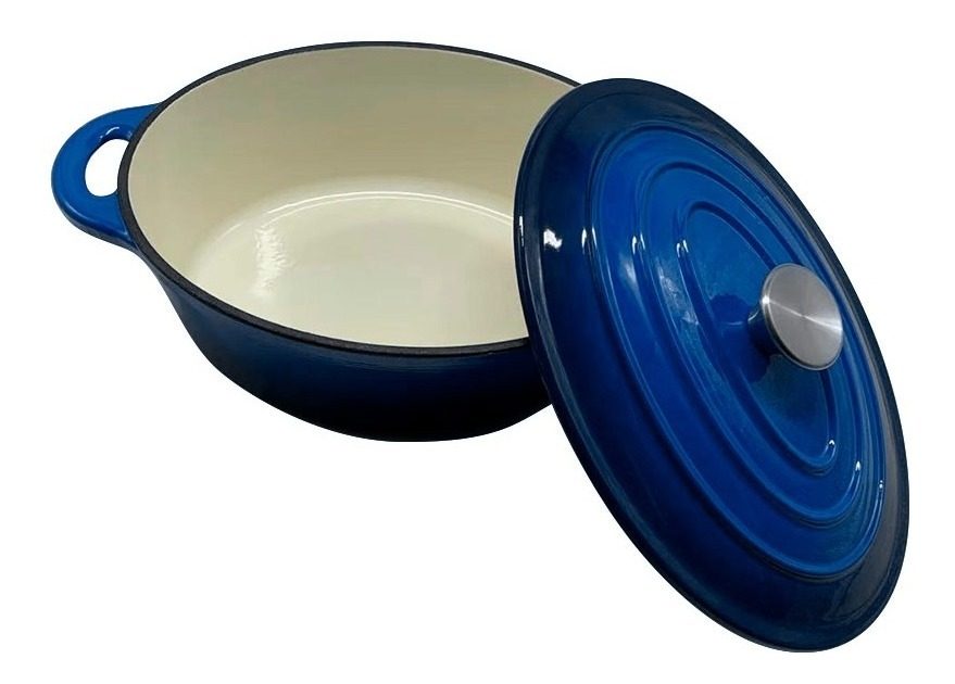 Olla Oval De Hierro Esmaltado Azul 30cm 4,5lts Capacidad - Azul - 1