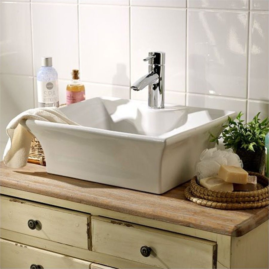 Bacha De Loza Blanca Para Monocomando Trapecio 50x42x19cm Blanco - 3