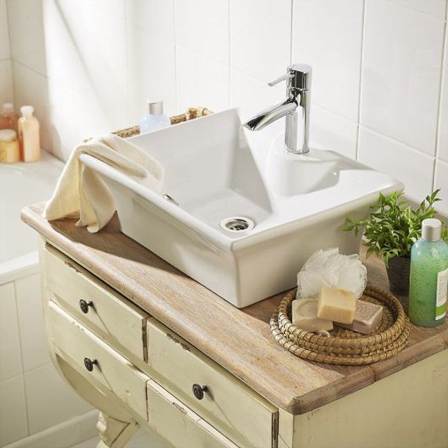 Bacha De Loza Blanca Para Monocomando Trapecio 50x42x19cm Blanco - 4