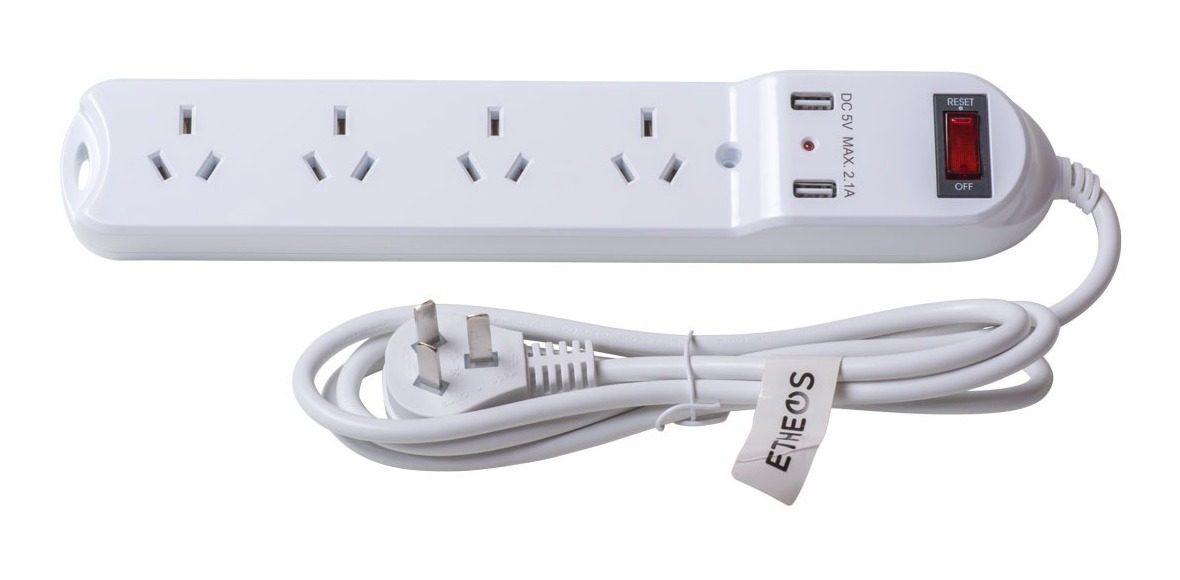 Zapatilla Prolongador Multiple 4 Tomas + 2 Usb 1.5mts